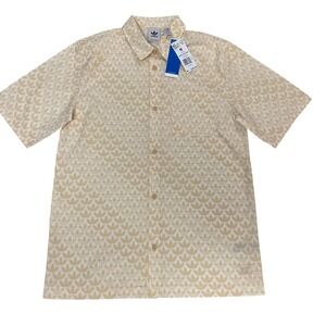 Adidas Originals Mens Mono AOP Shirt Sand Strata Trefoil Monogram IC8802 New M